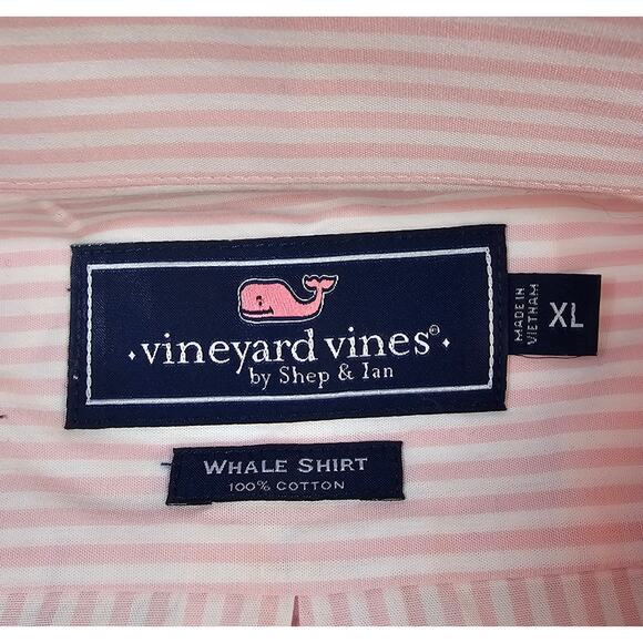 Vineyard Vines whale XL light pink striped long sleeve work button up preppy - Picture 4 of 7